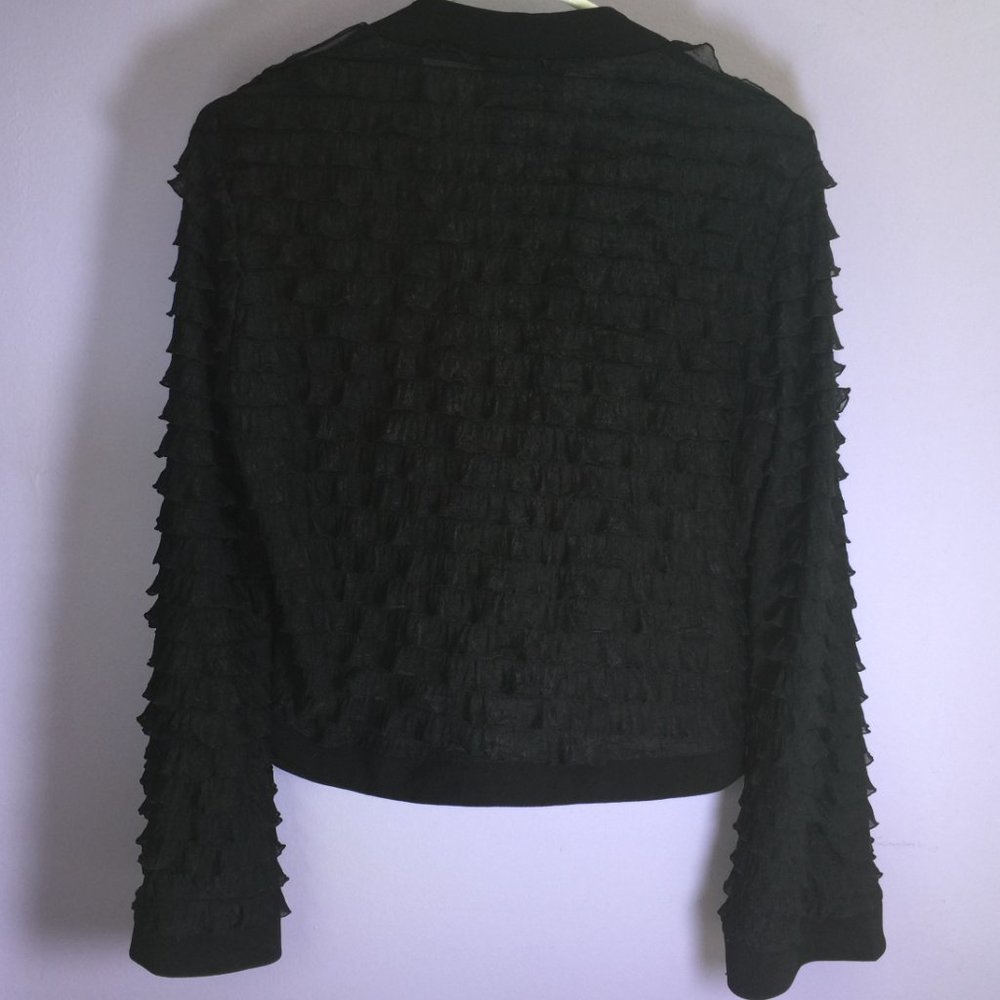 Fashionable Black Ruffled Short Jacket - Light - Picture 3 of 8